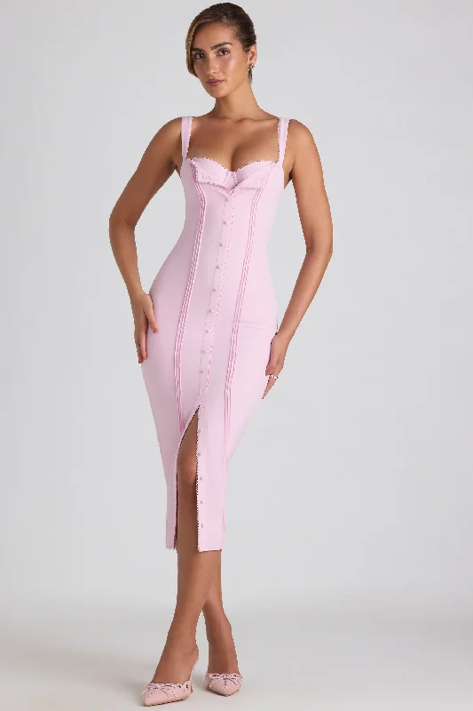 Exclusive Savings Button-Detail Midaxi Dress in Soft Pink