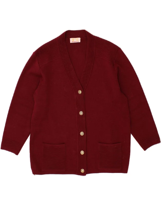 Super Sale VINTAGE Womens Oversized Cardigan Sweater UK 22 3XL Maroon Acrylic