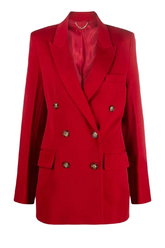 Can't Miss Victoria Beckham Slim Double Breasted Blazer - Poppy Red