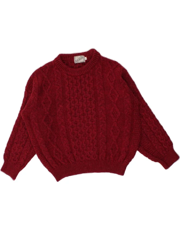 Deal Zone KERRY TRADITIONS Womens Crop Boat Neck Jumper Sweater UK 14 Large Red Wool