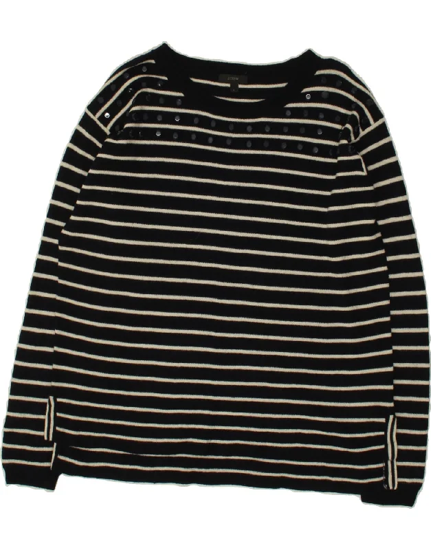 Now or Never J. CREW Womens Boat Neck Jumper Sweater UK 16 Large Navy Blue Striped