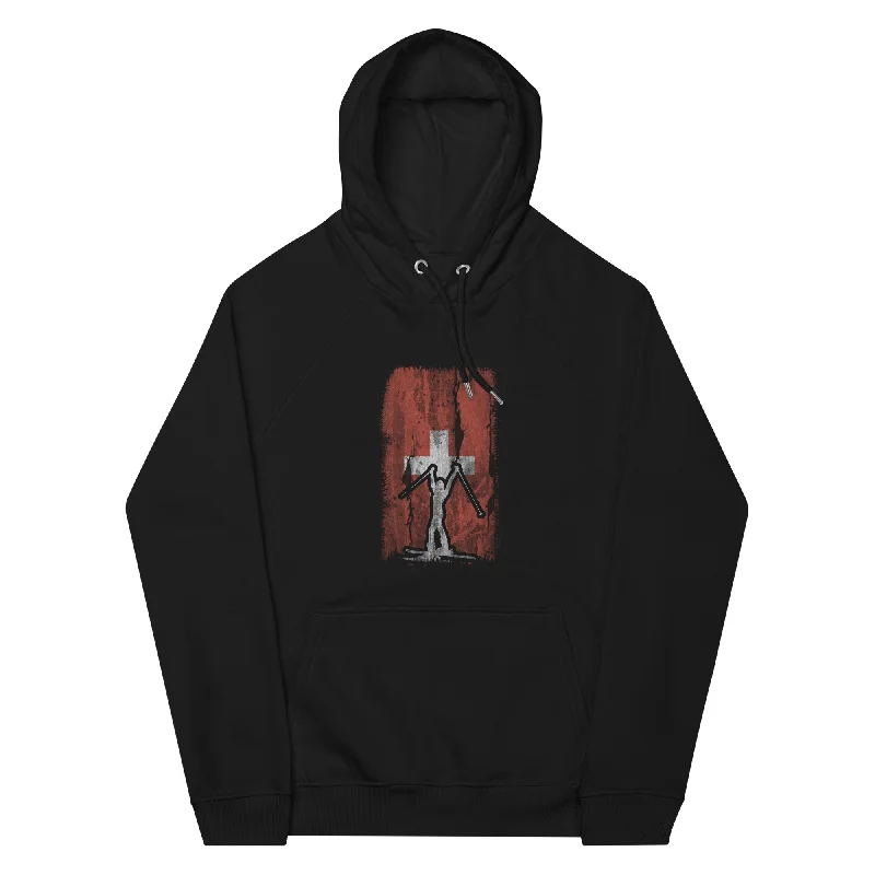 Online Only Schweizer Flagge 1 und Skifahren - Unisex Premium Organic Hoodie