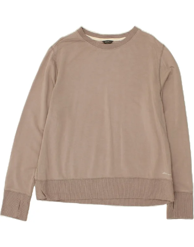 Seasonal Clearance EDDIE BAUER Womens Sweatshirt Jumper UK 14 Medium Beige Modal