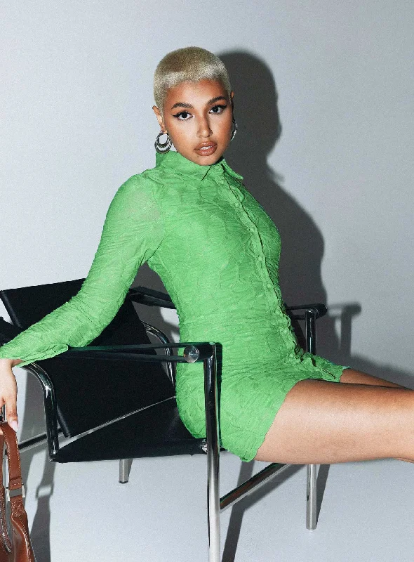 Weekend Special Calvert Long Sleeve Mini Dress Green