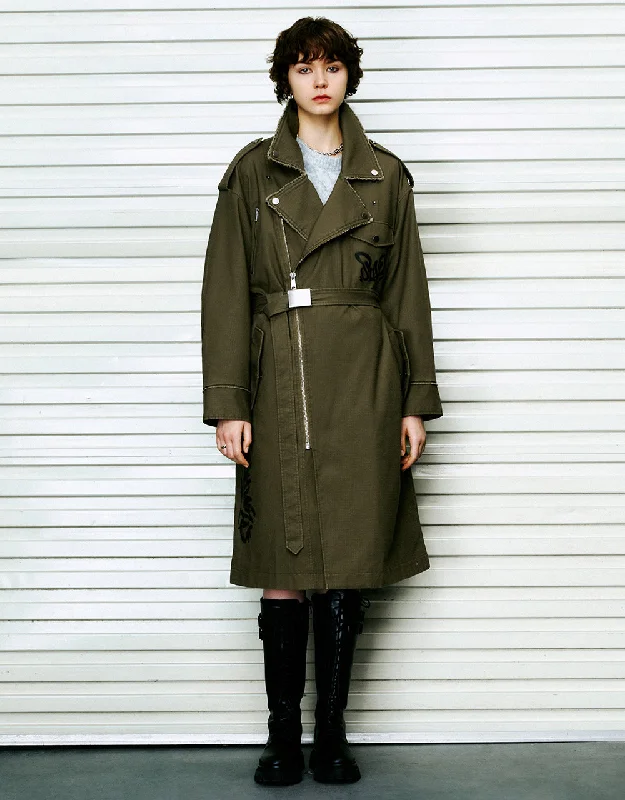 Savings Event Straight Trench Coat With Belt