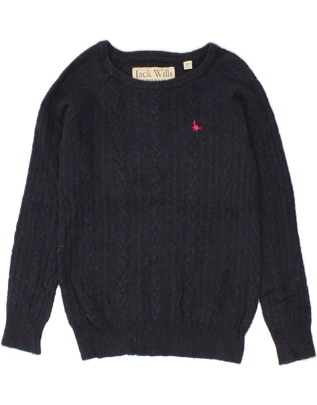 Hurry In JACK WILLS Womens Boat Neck Jumper Sweater UK 6 XS Navy Blue Wool