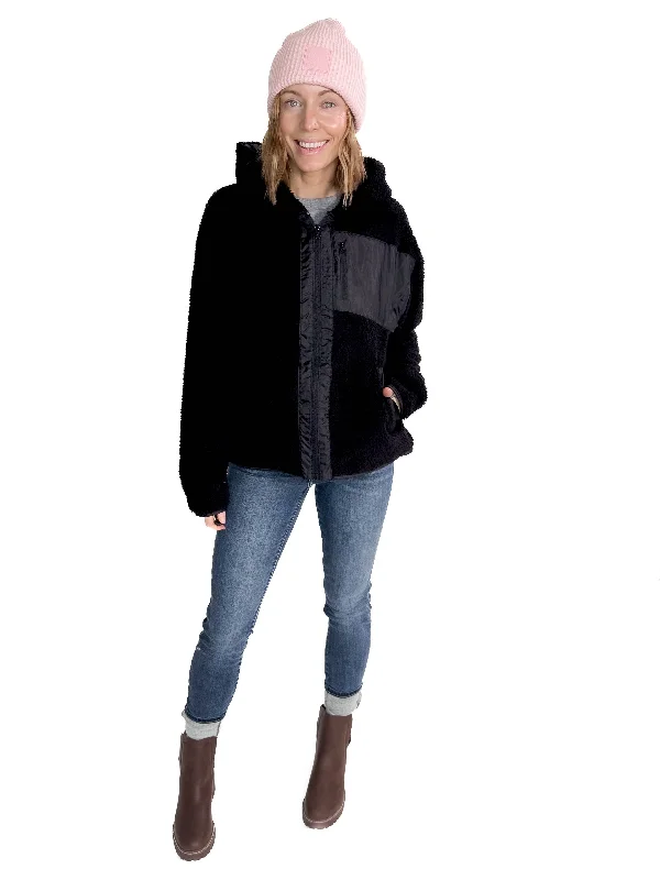 Price Rollback MONO B Frostbite Sherpa Zip Up- BLACK