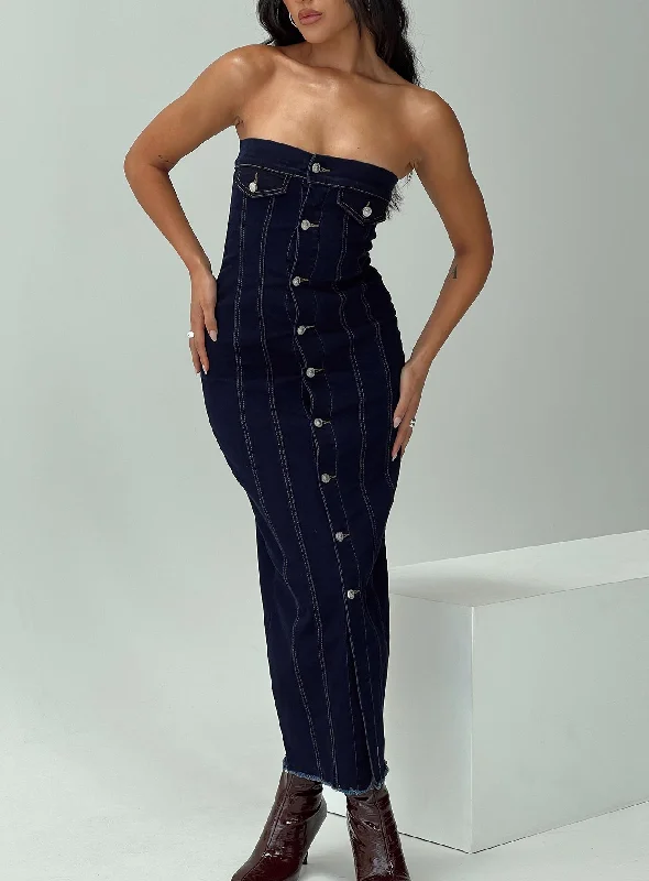 Crazy Savings Marza Denim Strapless Maxi Dress Indigo
