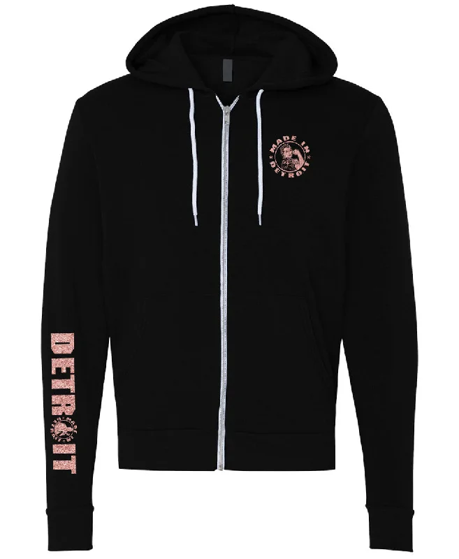Fantastic Offers Black Zip-Up w/ Rose Gold