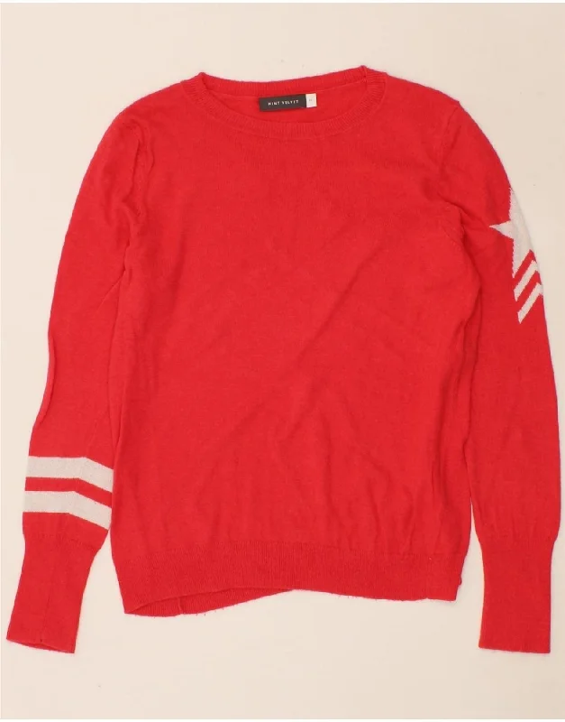 Price Rollback MINT VELVET Womens Graphic Crew Neck Jumper Sweater UK 14 Medium Red