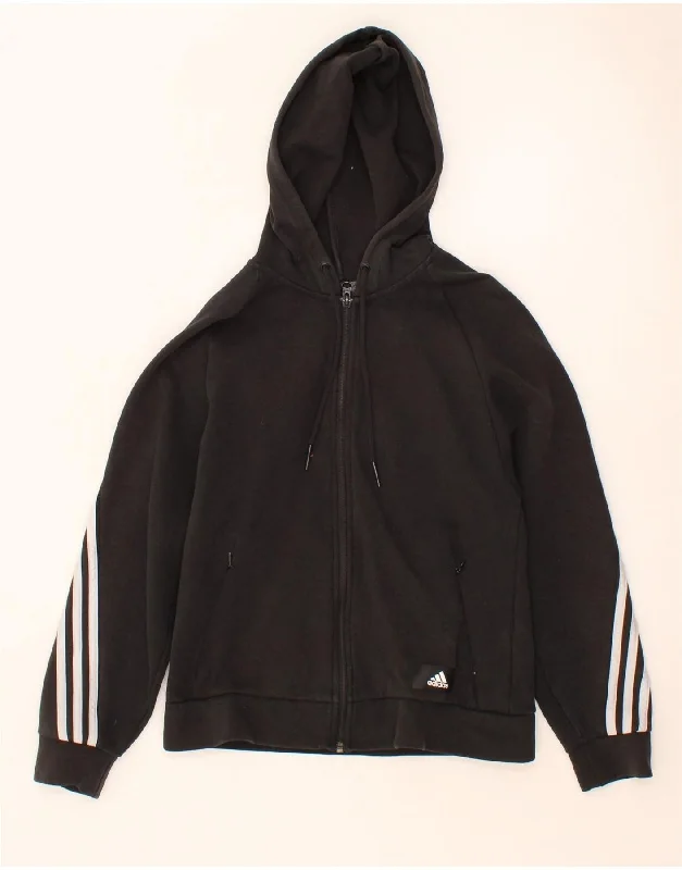 Low Prices ADIDAS Womens Zip Hoodie Sweater UK 8/10 Small Black Cotton