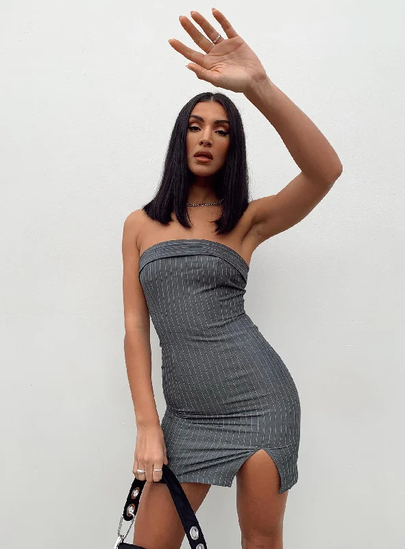 Don't Miss Sebastian Strapless Mini Dress Grey
