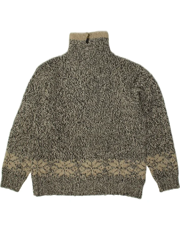 New Arrival VINTAGE Womens Zip Neck Jumper Sweater UK 18 XL Grey Flecked Wool