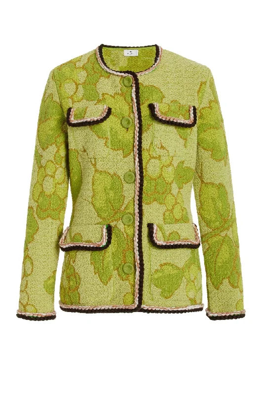 Big Discounts Etro Floral Knit Jacket - Green
