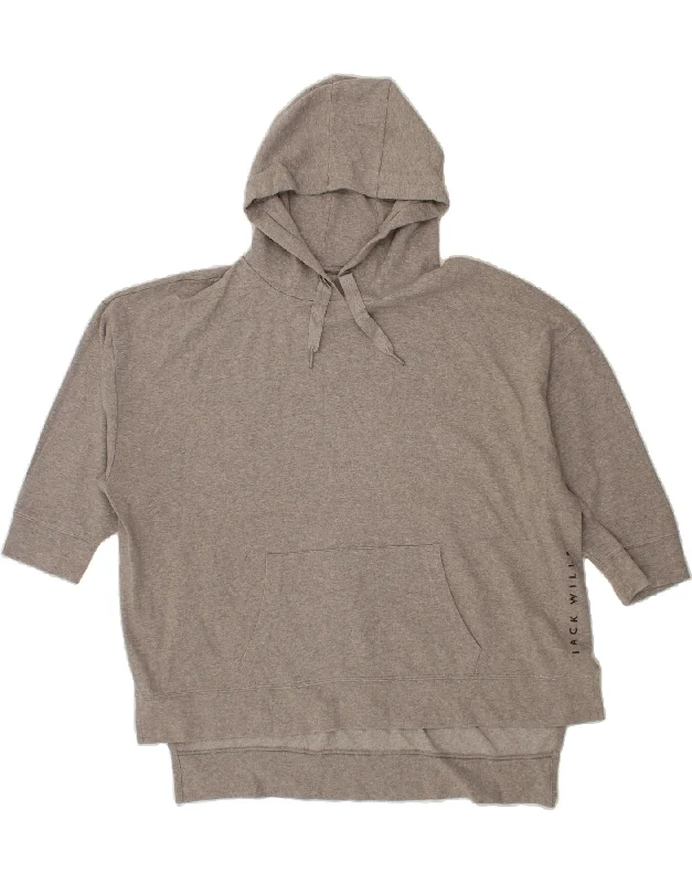 Crazy Savings JACK WILLS Womens Oversized 3/4 Sleeve Hoodie Jumper UK 16 Large Grey