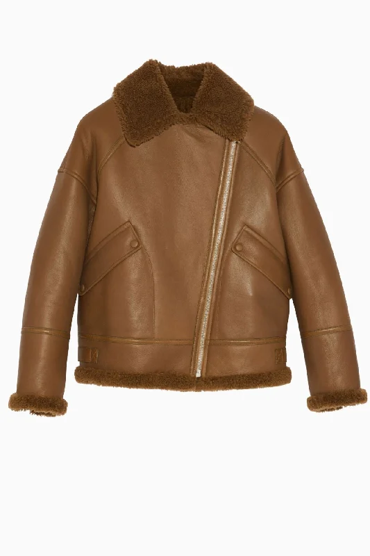 Bargain Prices Yves Salomon Shearling Longline Bomber Jacket - Savane Brown