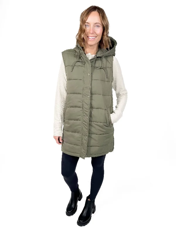 Super Savings THREAD & SUPPLY Pinecrest Puffer Vest- OLIVE