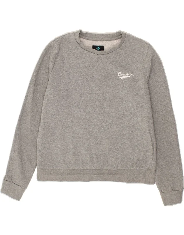 Last Chance CONVERSE Womens Crop Sweatshirt Jumper UK 16 Large Grey Cotton