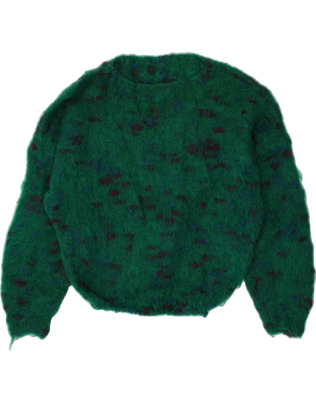 Year-End Sale VINTAGE Womens Crew Neck Jumper Sweater UK 20 2XL Green Spotted