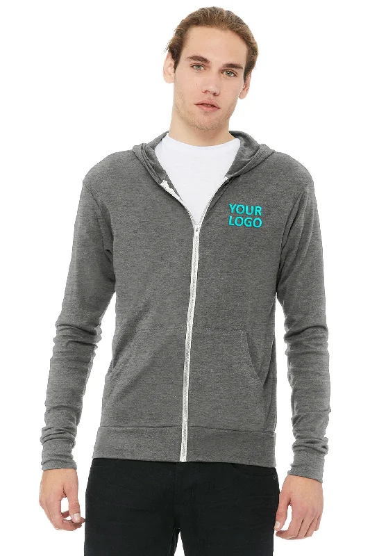 Special Discount Bella Canvas Unisex Triblend Full-Zip Lightweight Hoodie, Grey