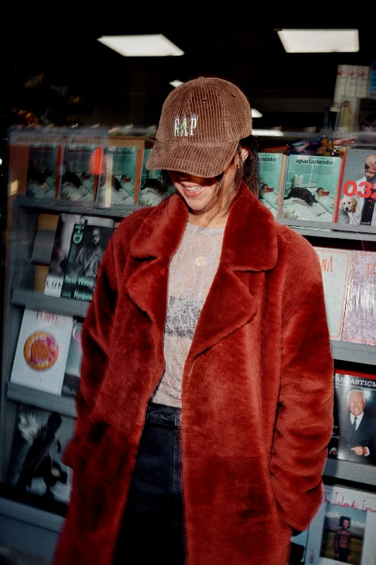 Price Cut Burnt Orange Shearling Belted Coat