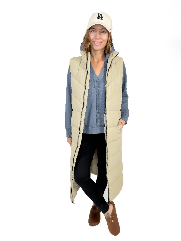 Daily Deals NOISY MAY Deacon X-Long Vest- KHAKI BEIGE -FINAL SALE
