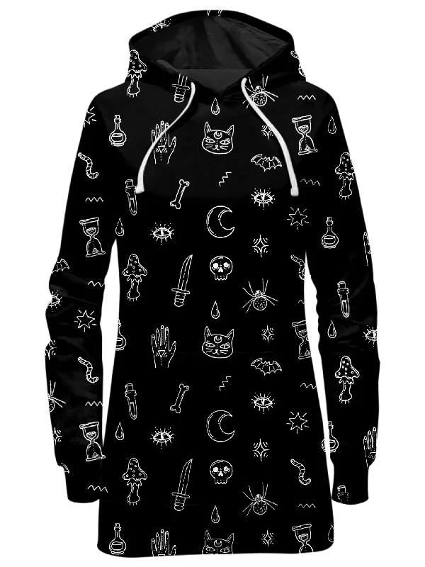 Markdowns Black Pattern Hoodie Dress