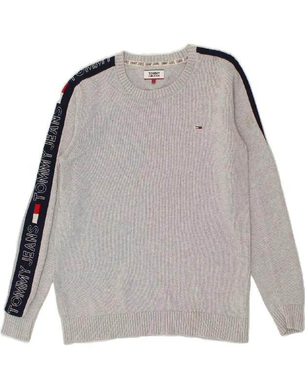 Super Sale TOMMY HILFIGER Womens Boat Neck Jumper Sweater UK 16 Large Grey