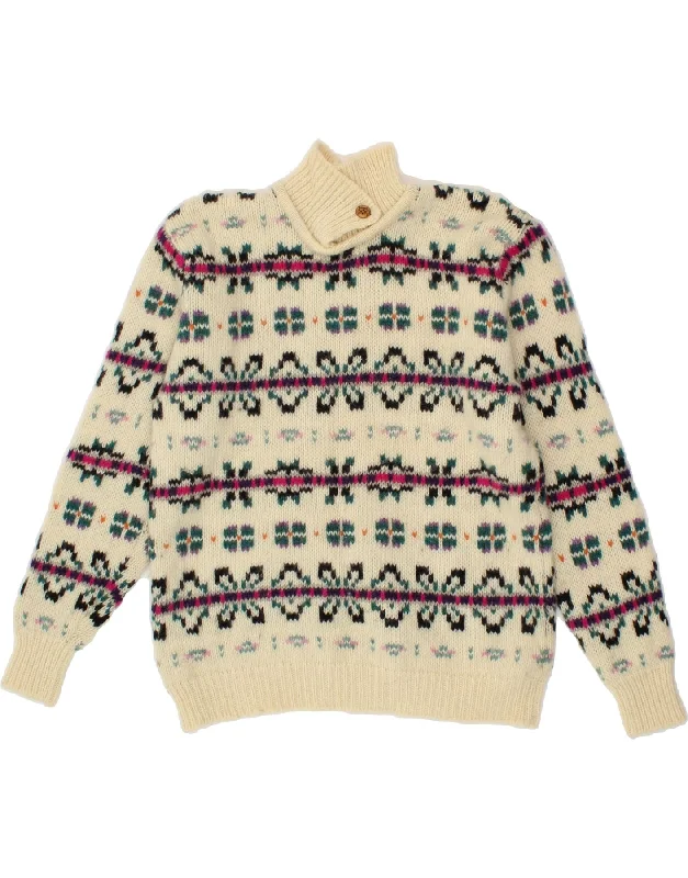 Instant Savings L.L.BEAN Womens Shawl Neck Jumper Sweater UK 16 Large Off White Fair Isle Instant Savings L.L.BEAN Womens Shawl Neck Jumper Sweater UK 16 Large Off White Fair Isle