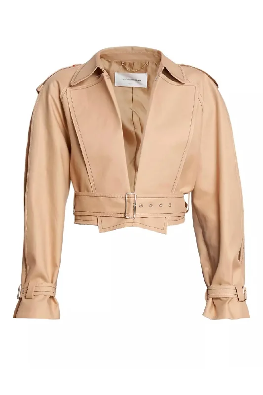 Discount Mania Victoria Beckham Belted Short Trench Jacket - Honey