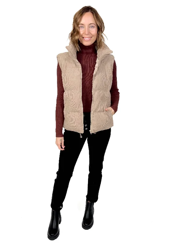 Super Deal Wander Corded Vest- GREIGE