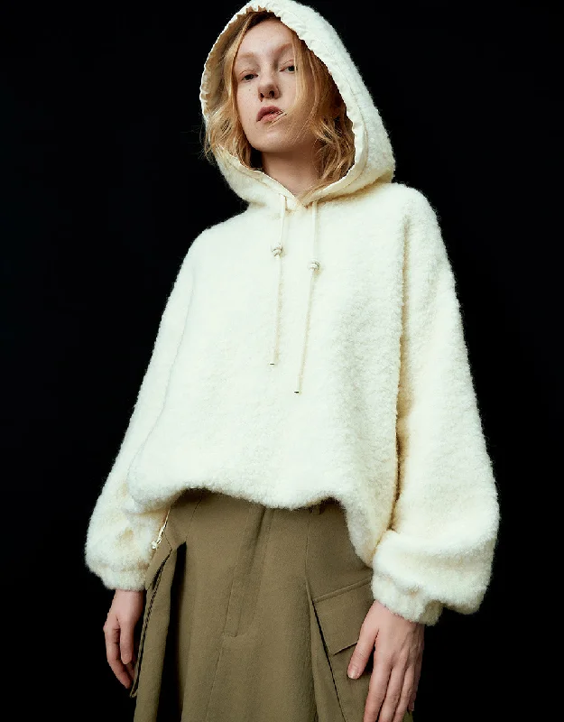Super Sale Hooded Furry Knitted Jacket