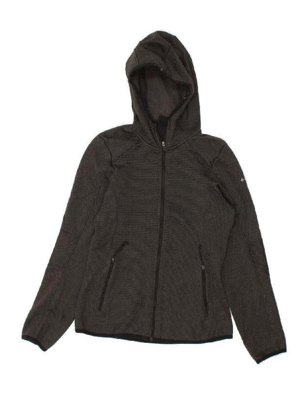 Special Price COLUMBIA Womens Zip Hoodie Sweater UK 6 XS Grey Pinstripe Polyester