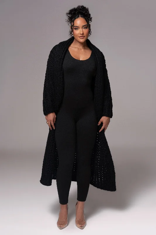 Savings Spectacular Black Hold Me Close Shawl Collar Cardigan