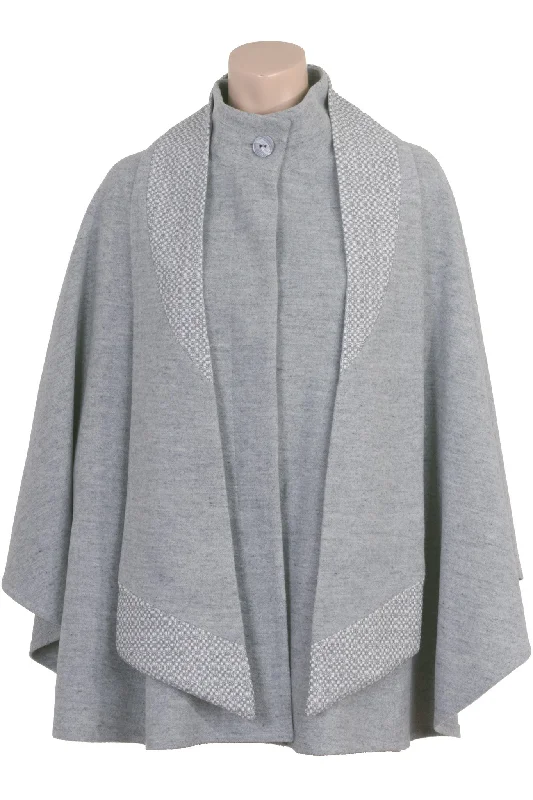 Final Markdown Busy Clothing Womens Light Grey Wool Blend Cape with Detachable Scarf