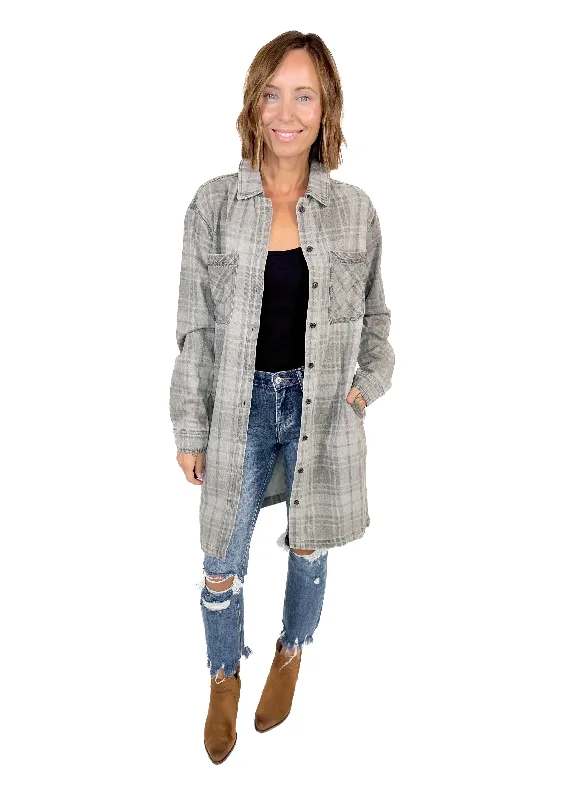 Online Only THREAD & SUPPLY Kieran Shirt Dress- BLACK PLAID-FINAL SALE