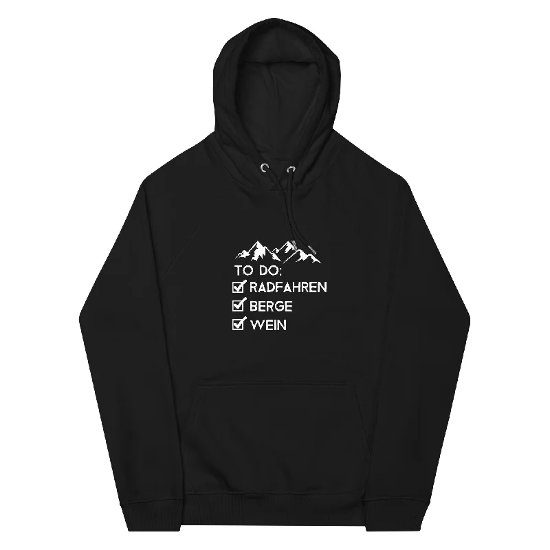 Savings Galore To Do Liste - Radfahren, Berge, Wein - Unisex Premium Organic Hoodie