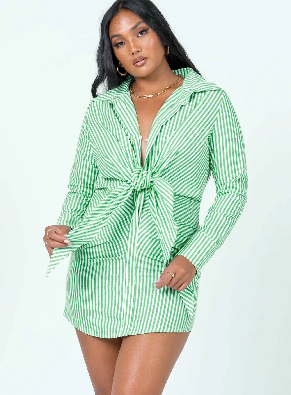 Act Fast Kali Shirt Mini Dress Green