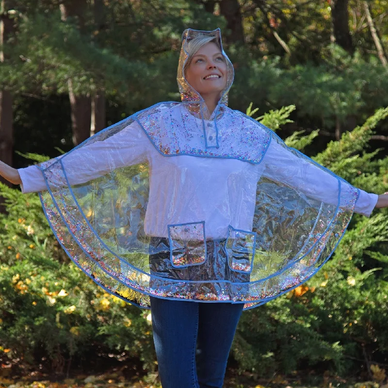Daily Specials Confetti Clear Hooded Rain Poncho