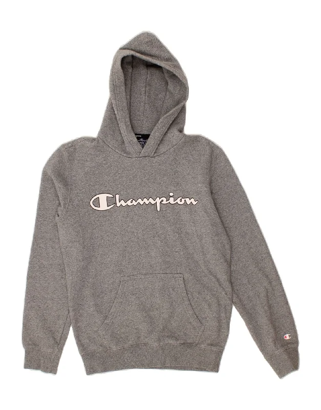 Reduced Prices CHAMPION Womens Graphic Hoodie Jumper UK 6 XS Grey Polyester