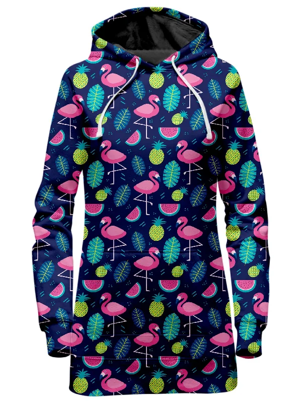 Flash Sale Neon Flamingos Hoodie Dress