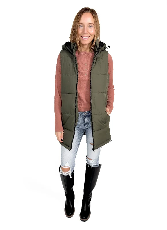 New Arrival NOISY MAY Aurora Hooded Vest- DUSTY OLIVE