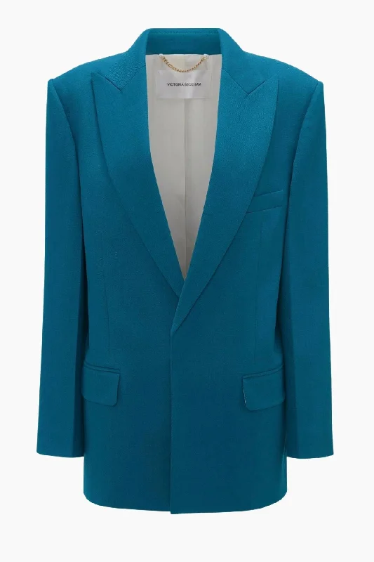 Super Bargain Victoria Beckham Peak Lapel Jacket - Petroleum