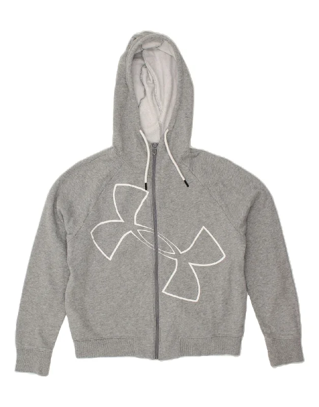 Unmissable Offer UNDER ARMOUR Womens Graphic Zip Hoodie Sweater UK 16 Large Grey Cotton Unmissable Offer UNDER ARMOUR Womens Graphic Zip Hoodie Sweater UK 16 Large Grey Cotton