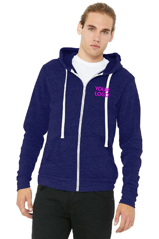 Mega Sale Bella Canvas Unisex Triblend Sponge Fleece Full-Zip Hoodie, Navy