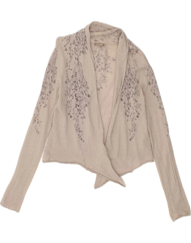 Price Break JIGSAW Womens Open Cardigan Sweater UK 12 Medium Grey Floral Wool