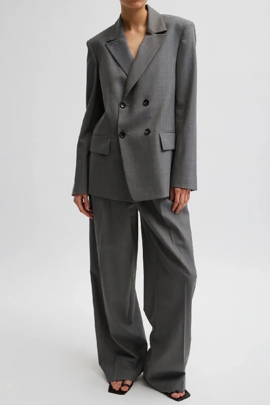 Year-End Clearance Tibi Grant Suiting Double Breasted Blazer - Grey Multi