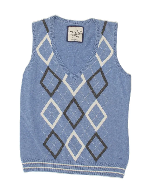 Price Buster ESPRIT Womens Vest Tank Top UK 14 Large Blue Argyle/Diamond