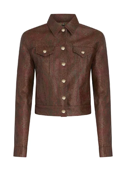 Lowest Price Etro Paisley Jacquard Coated Denim Jacket - Red
