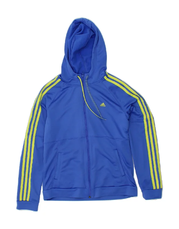 Deal Alert ADIDAS Womens Zip Hoodie Sweater UK 12/14 Medium Blue Polyester